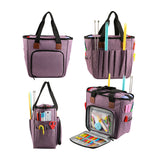 Supplier photos: front, back, side and open views of the purple organiser