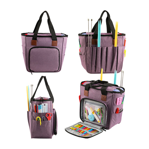 Supplier photos: front, back, side and open views of the purple organiser